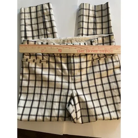 Anthropologie Essential Slim Ankle Pants Size 8 White Black Grid Pattern EUC - Picture 3 of 7